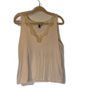 Lauren Ralph Lauren Cottagecore Cream w/Lace Detail Neckline Sleeveless Top XL
